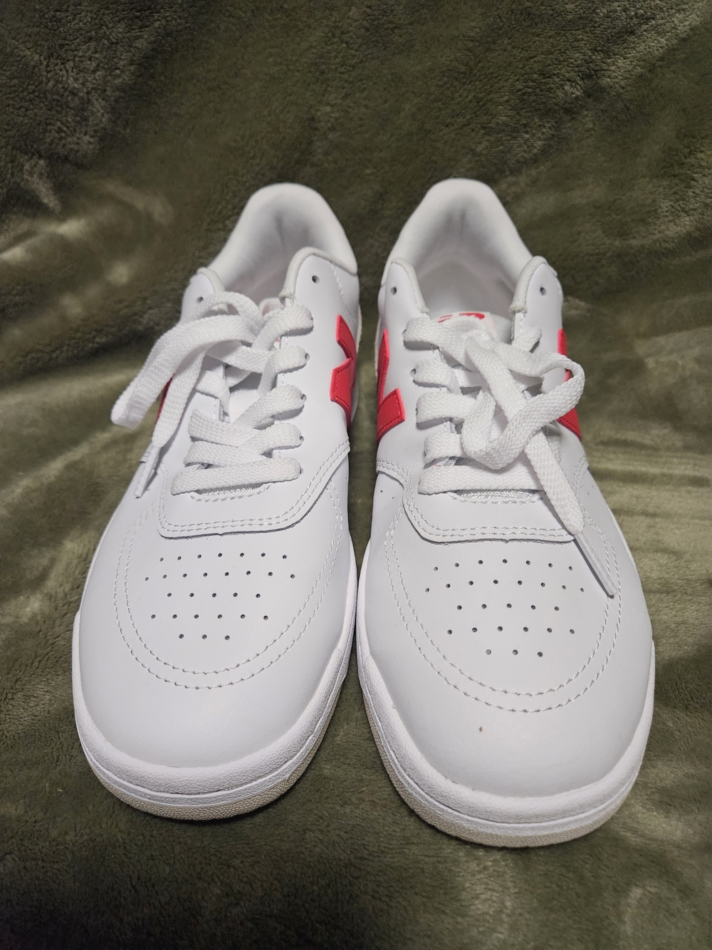 New Balance White Sneakers with Pink Accent